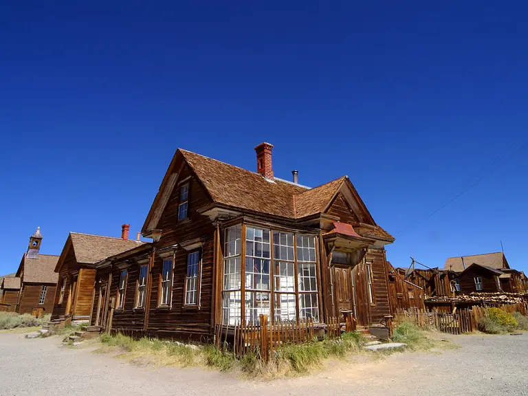 weathered wooden buildings in Bodie State Historic Park